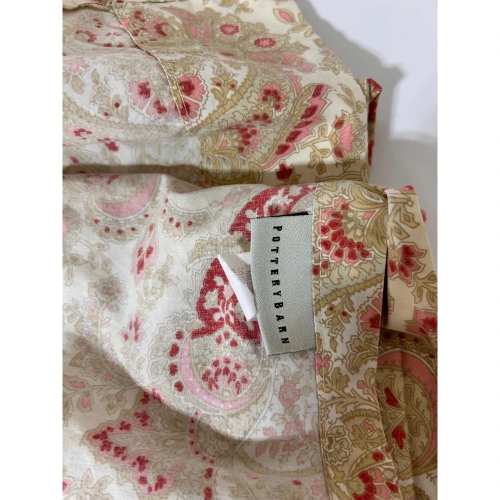 Pottery Barn Rare Paisley 2 Pillowcases Flat Sheet 100X80 Queen Full Fall